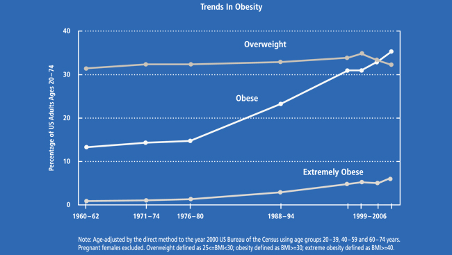 Line graph charting obesity
