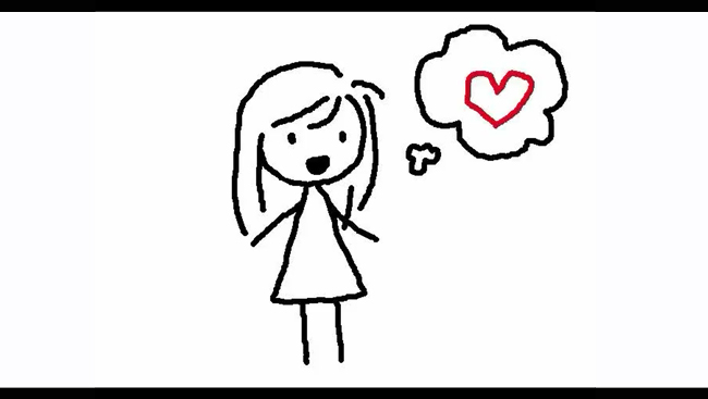 Cartoon of girl thinking of love
