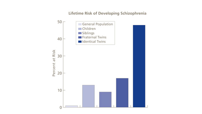 Chart showing lifetime risk of developing shizophrenia