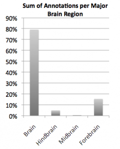 Sum of annotations per major brain region