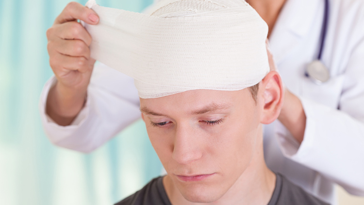 Man with wrap on his head