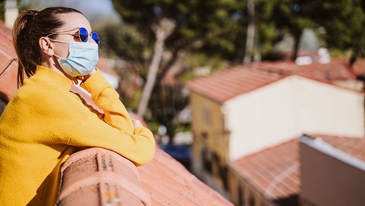 Woman wearing mask outside