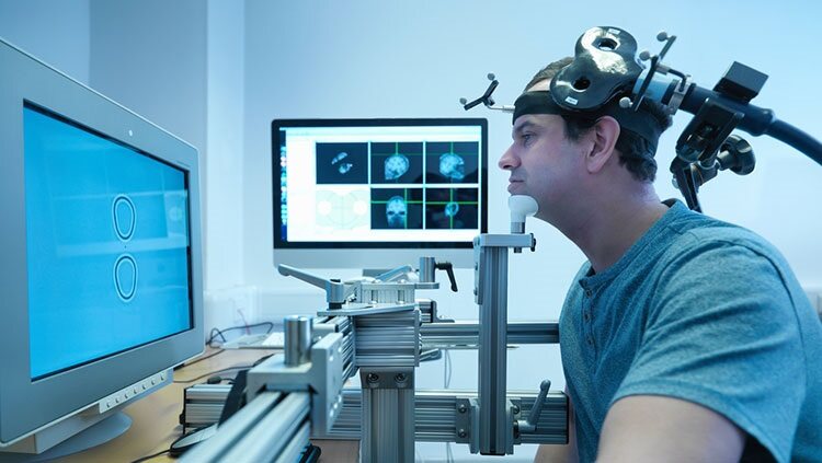 Man getting a transcranial stimulation