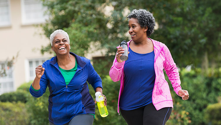 Senior women walking