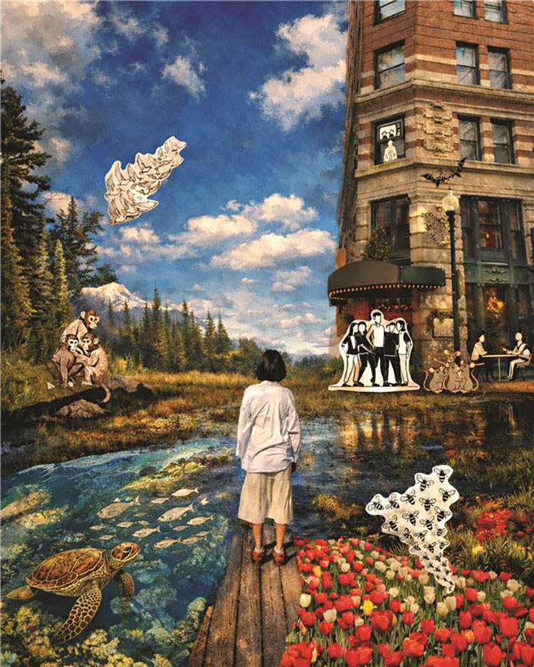 Researcher SeungHyun Lee used Photoshop and ChatGPT to create a digital collage