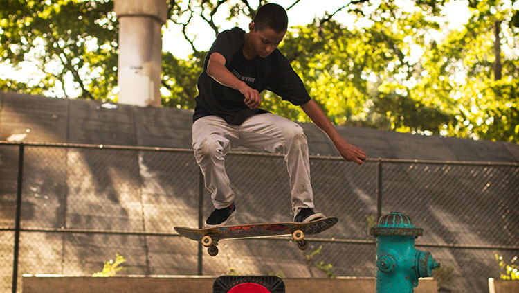 Boy skateboarding