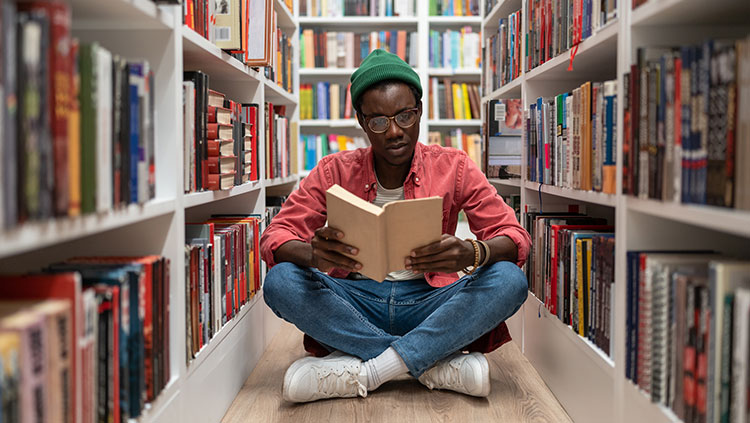 Man sitting in library