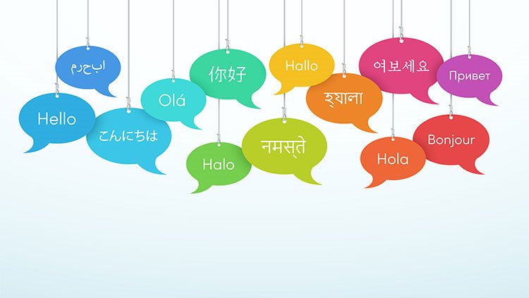 Speech bubbles with different languages