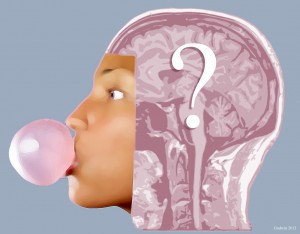 Blowing bubbles & interior image of brain