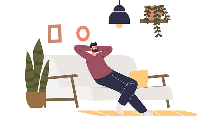 Animated man sitting on the couch