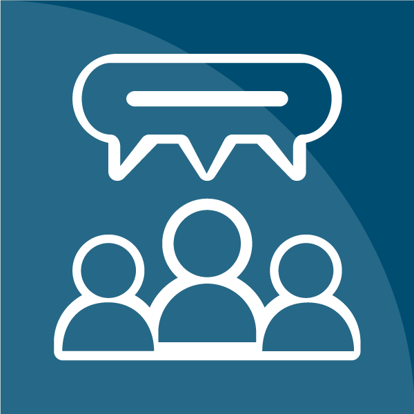 image depicting three people with a talk bubble over their heads